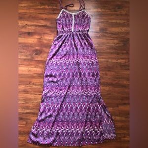 Skies are Blue purple pattern maxi dress